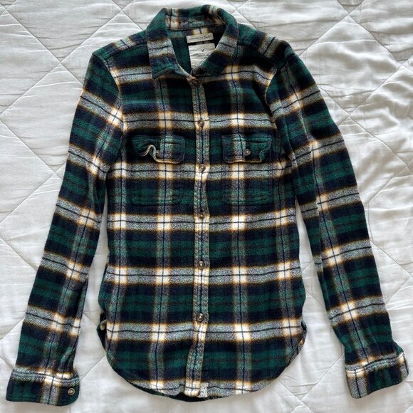 Green and Blue American Eagle Flannel, Women's XS - Picture 1 of 3